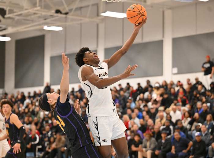 Salesian's Carlton Perrilliat swoops in for two in regional championship win over Riordan